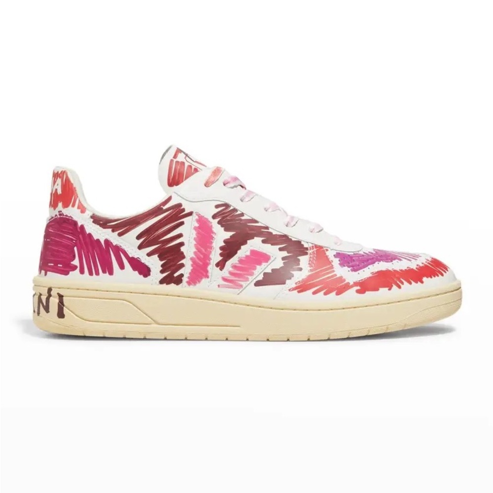 Marni x Veja Multicolor Scribble Leather Low-Top Sneakers